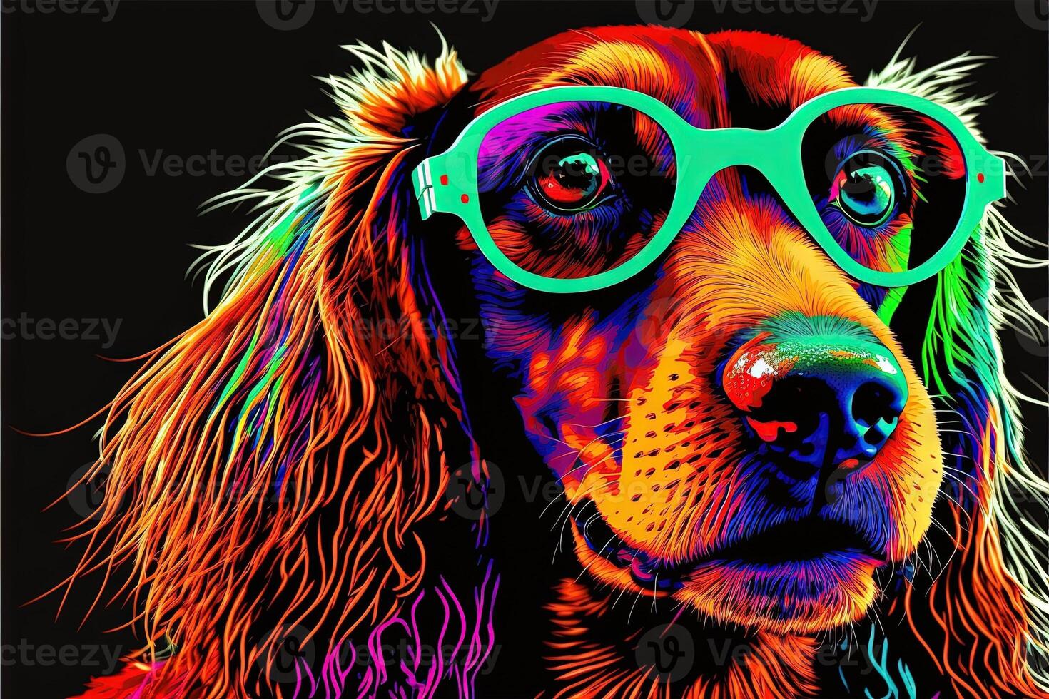cute dog in colorful pop art illustration photo
