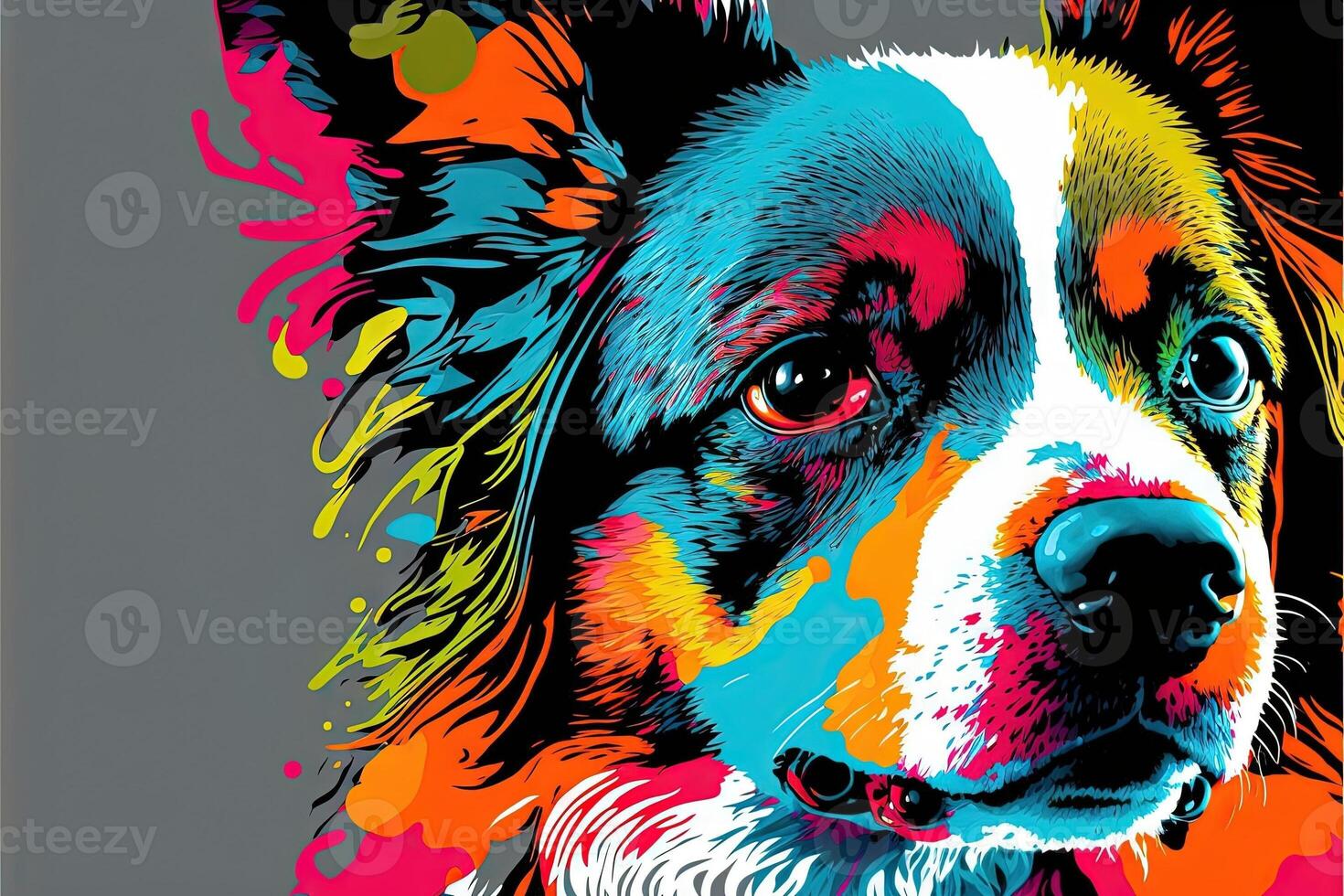 cute dog in colorful pop art illustration photo