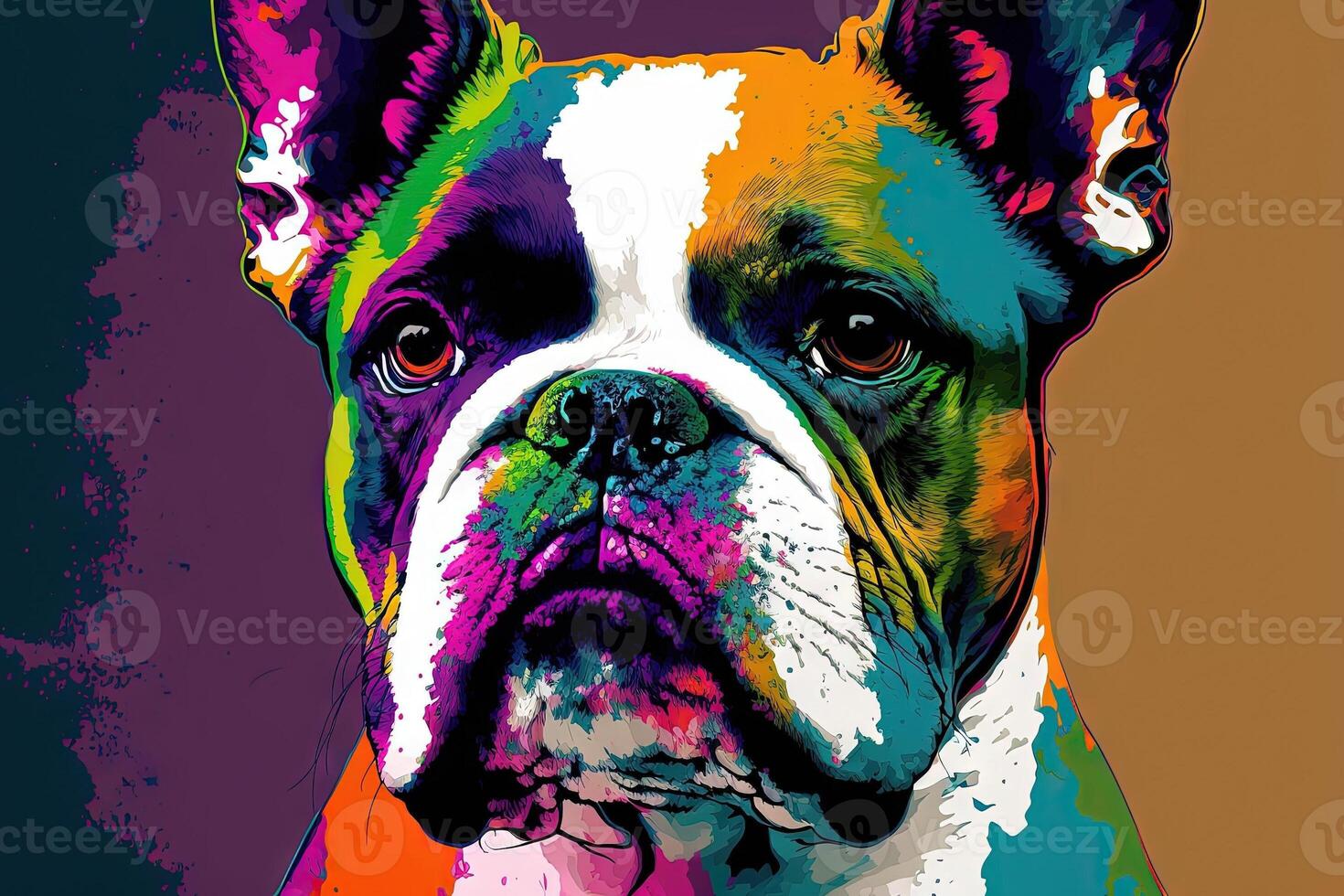 cute dog in colorful pop art illustration photo