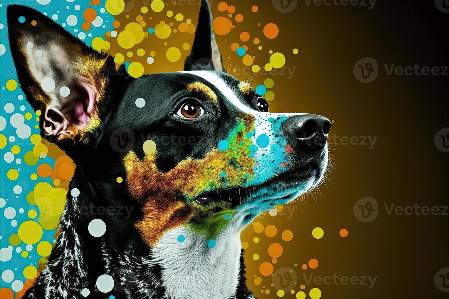 cute dog in colorful pop art illustration photo