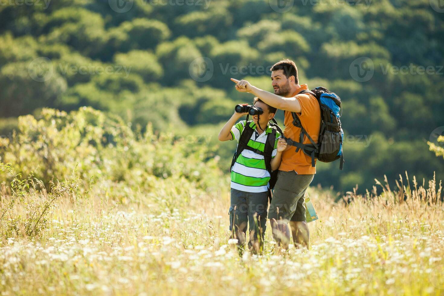 Father and son spending time outdoors photo