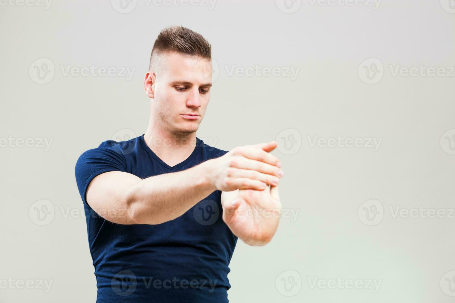A man doing physical exercises photo