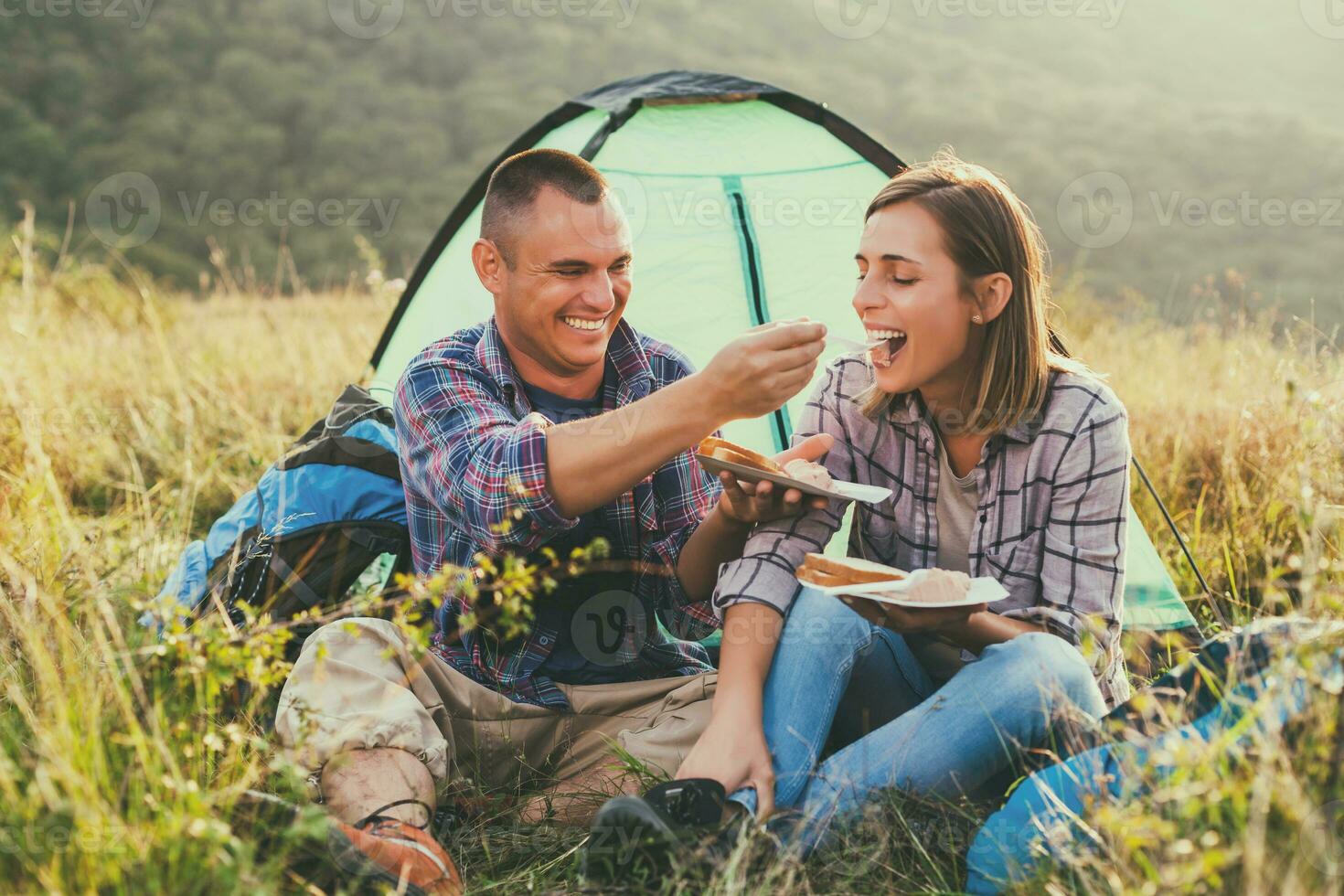 A couple camping photo