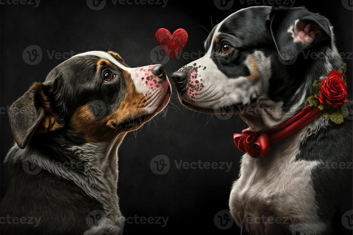 couple love of dogs with little heart for Valentine day photo