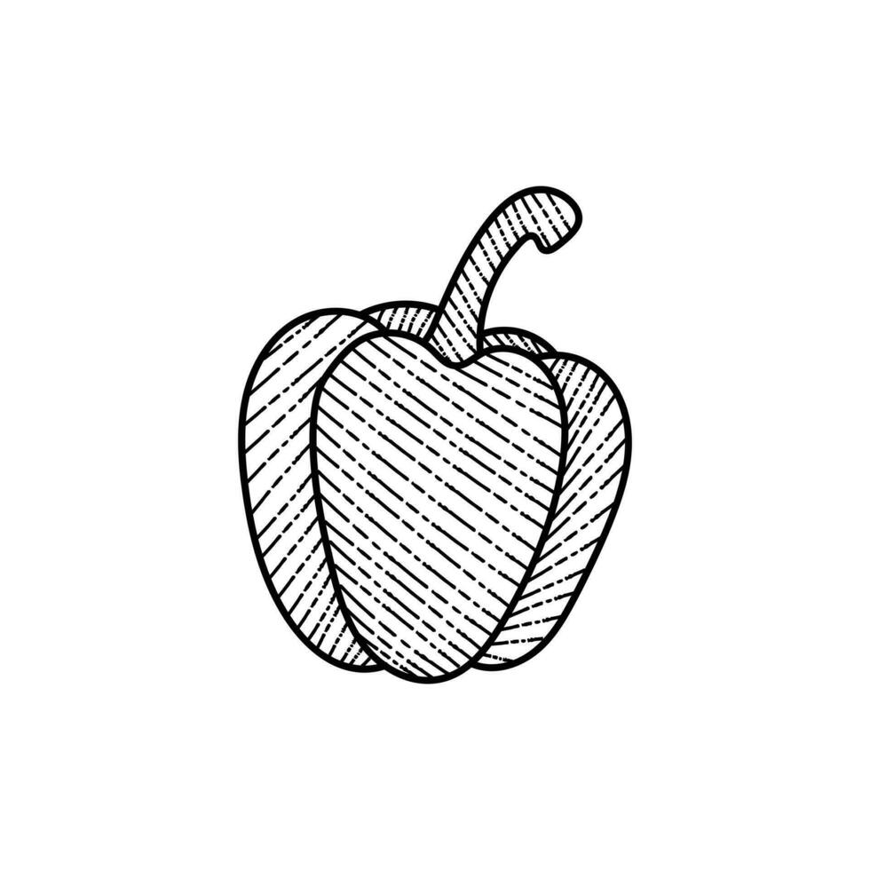 Red Bell Pepper Spicy Fruit Line Art Creative Design vector