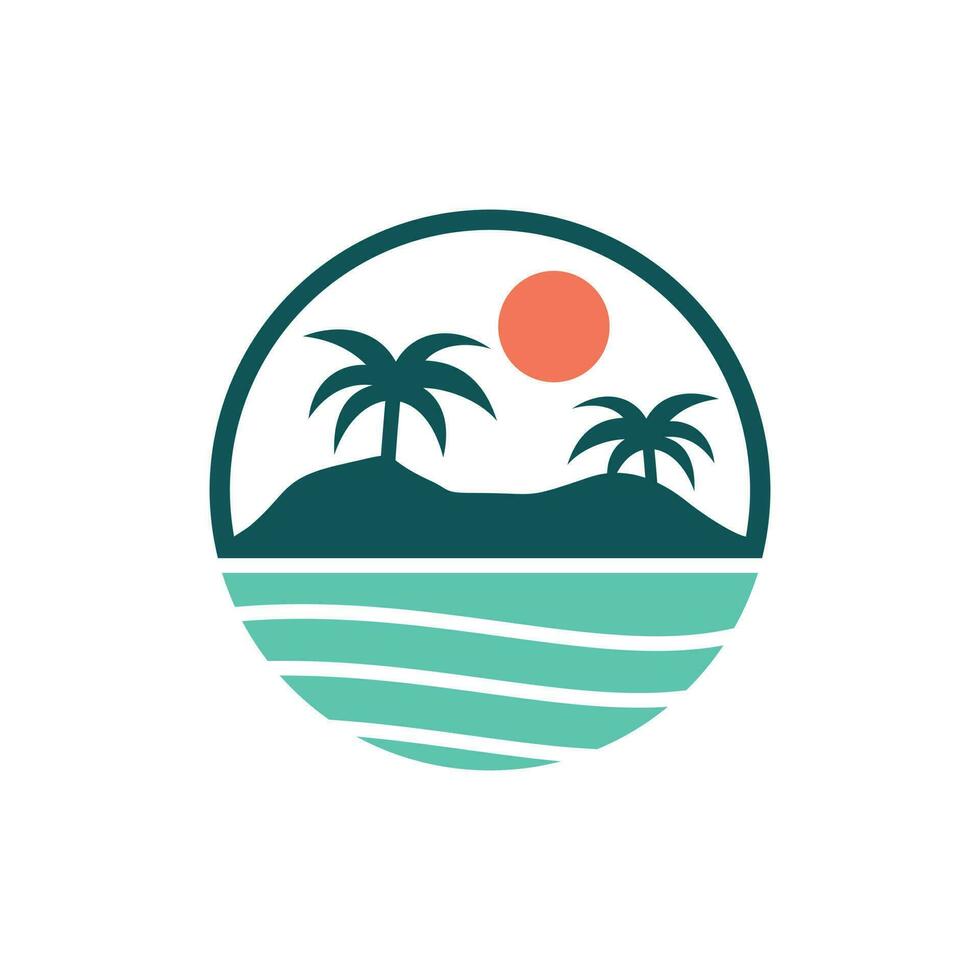 tropical playa isla naturaleza creativo logo vector