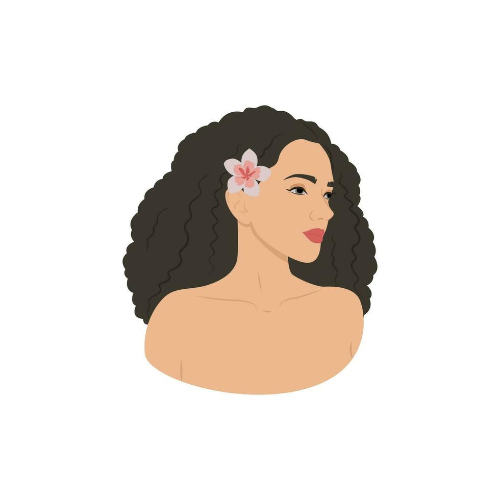 retrato de un mujer, cuidados personales, belleza esfera, vector ilustración.