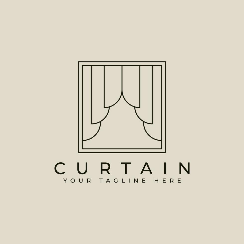 curtain logo line art design with minimalist style logo vector illustration design