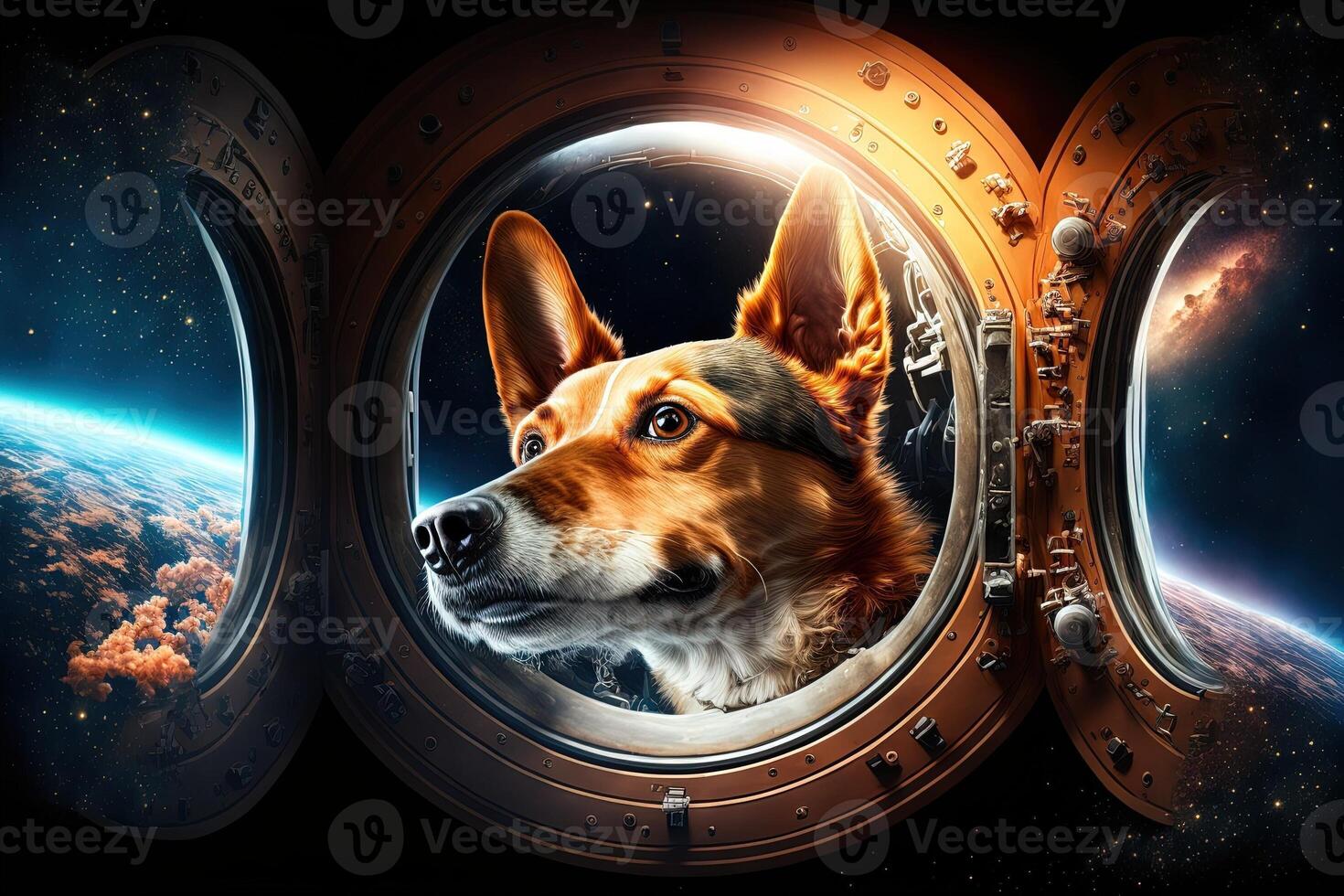 dogs in space cinematic illustration generative ai 23940130 Stock Photo at Vecteezy