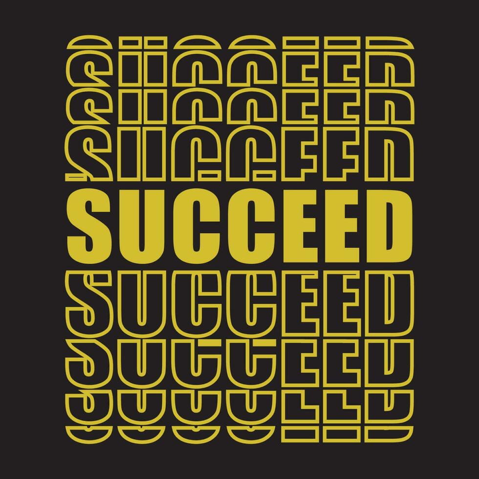 Succeed Word Art T-shirt Design Print vector