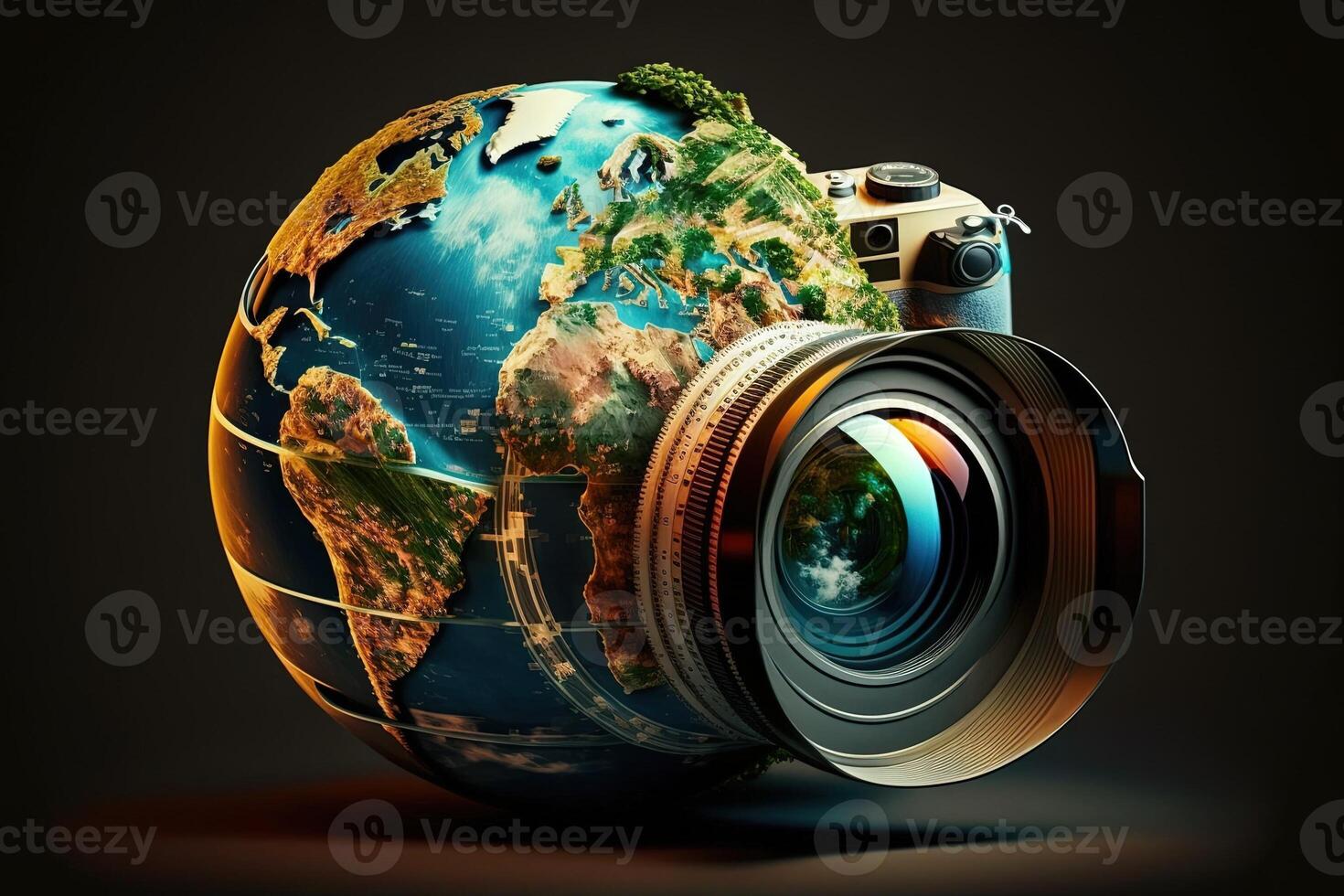 World photography day earth globe in form of camera illustration photo