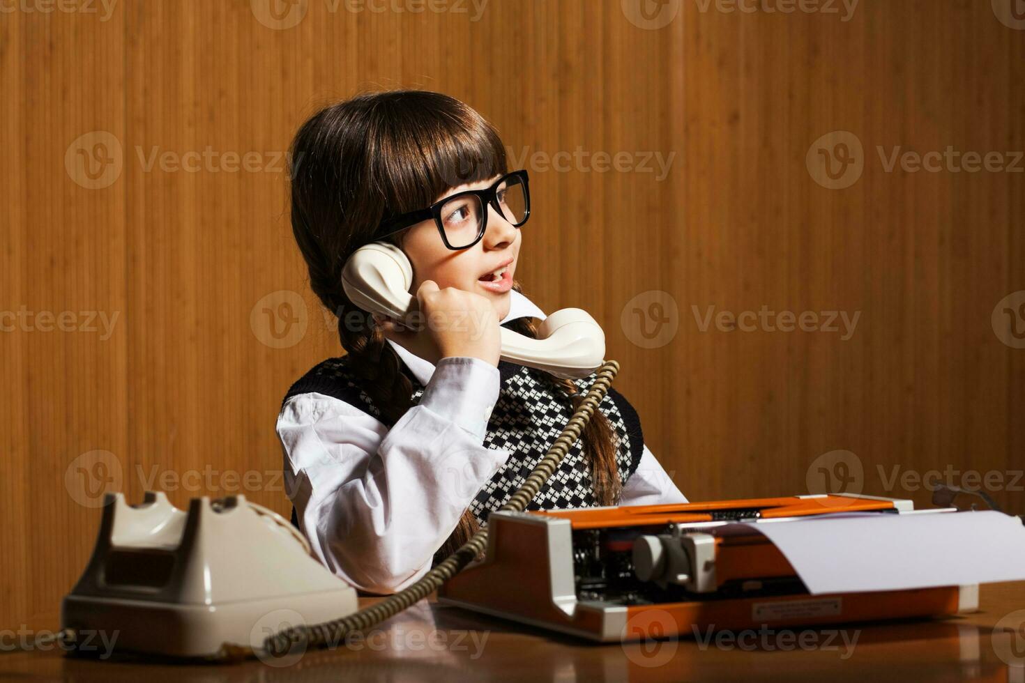 Portrait of a girl playing the role of a secretary photo