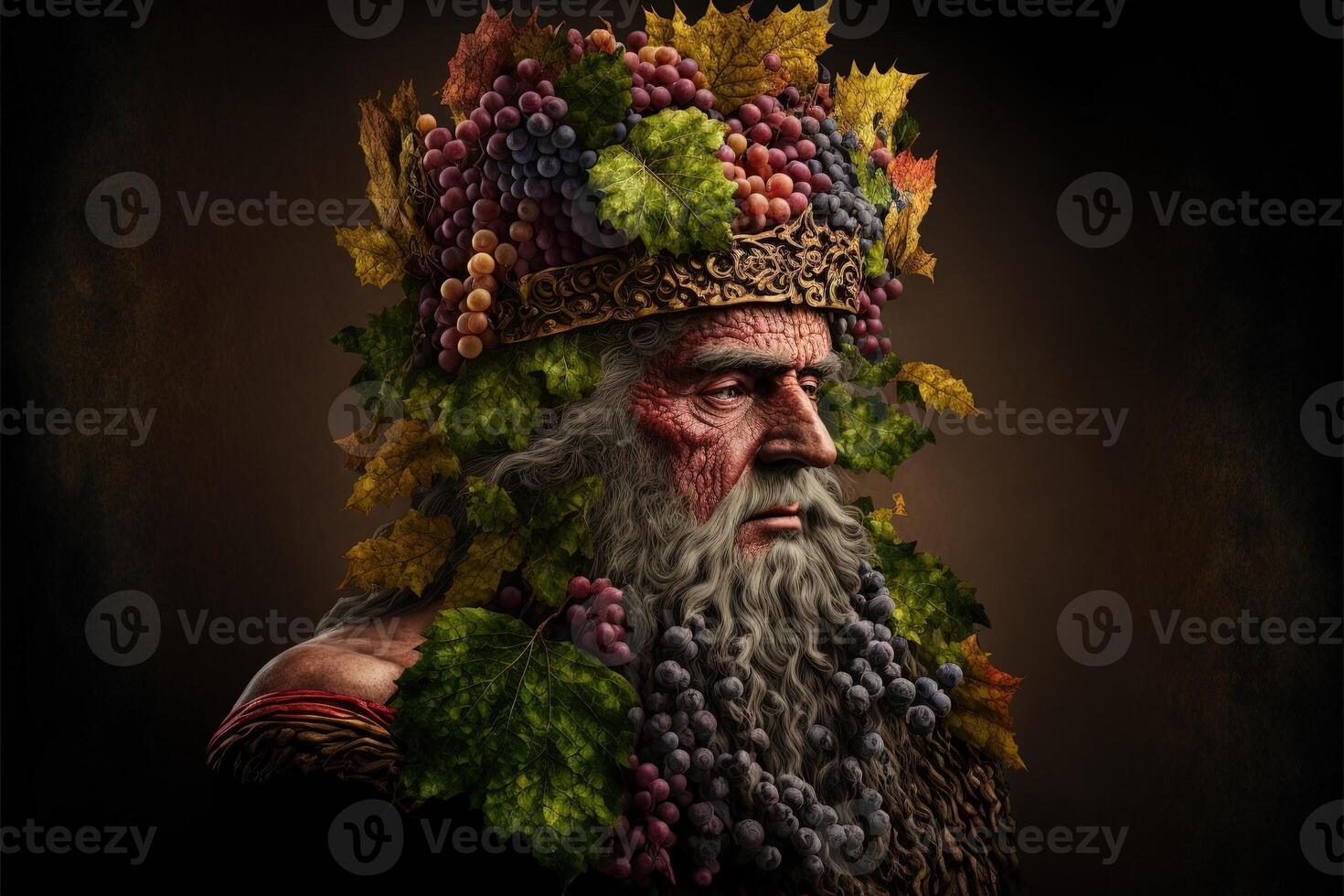 Arcimboldo style king made of grapes painting photo