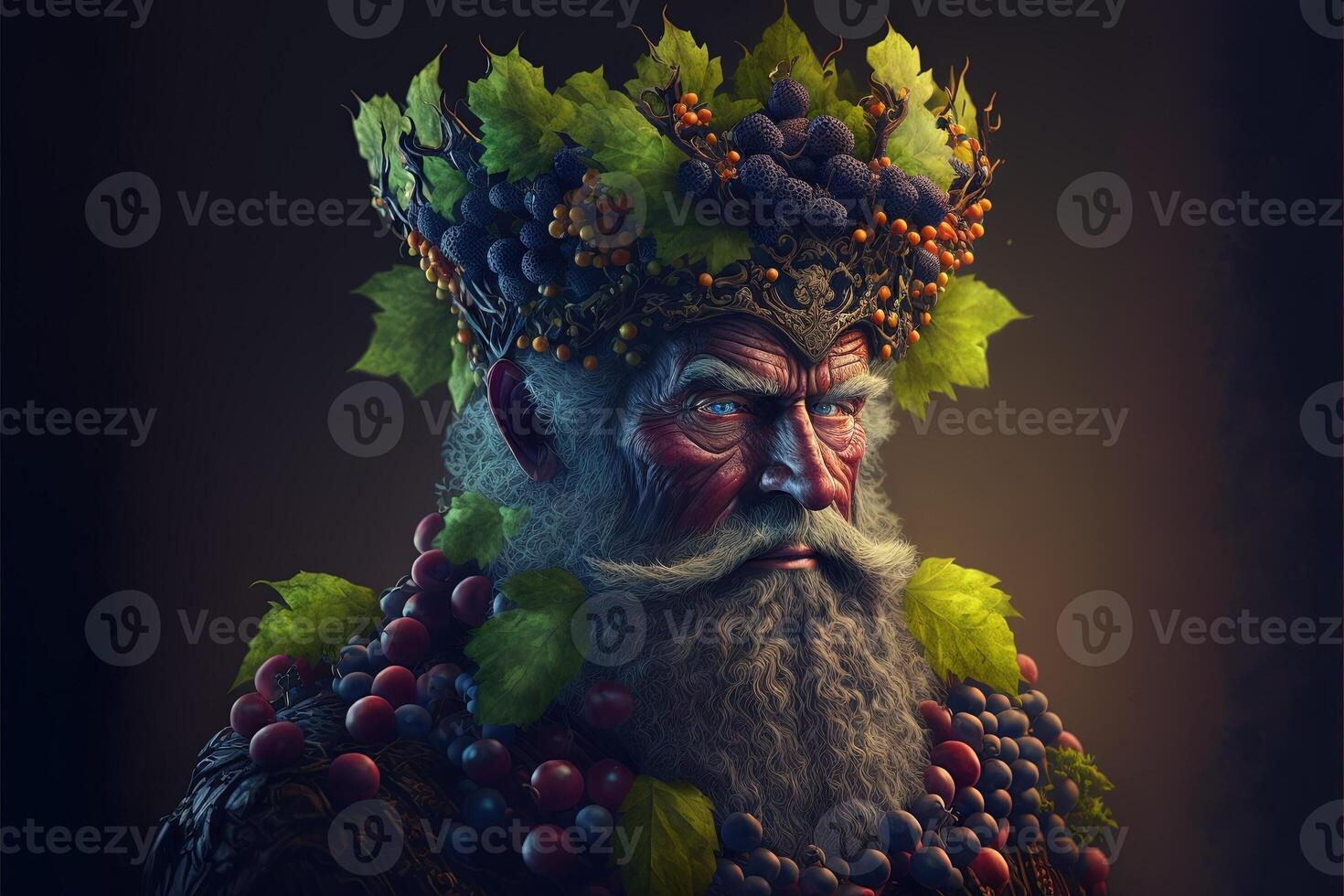 Arcimboldo style king made of grapes painting photo
