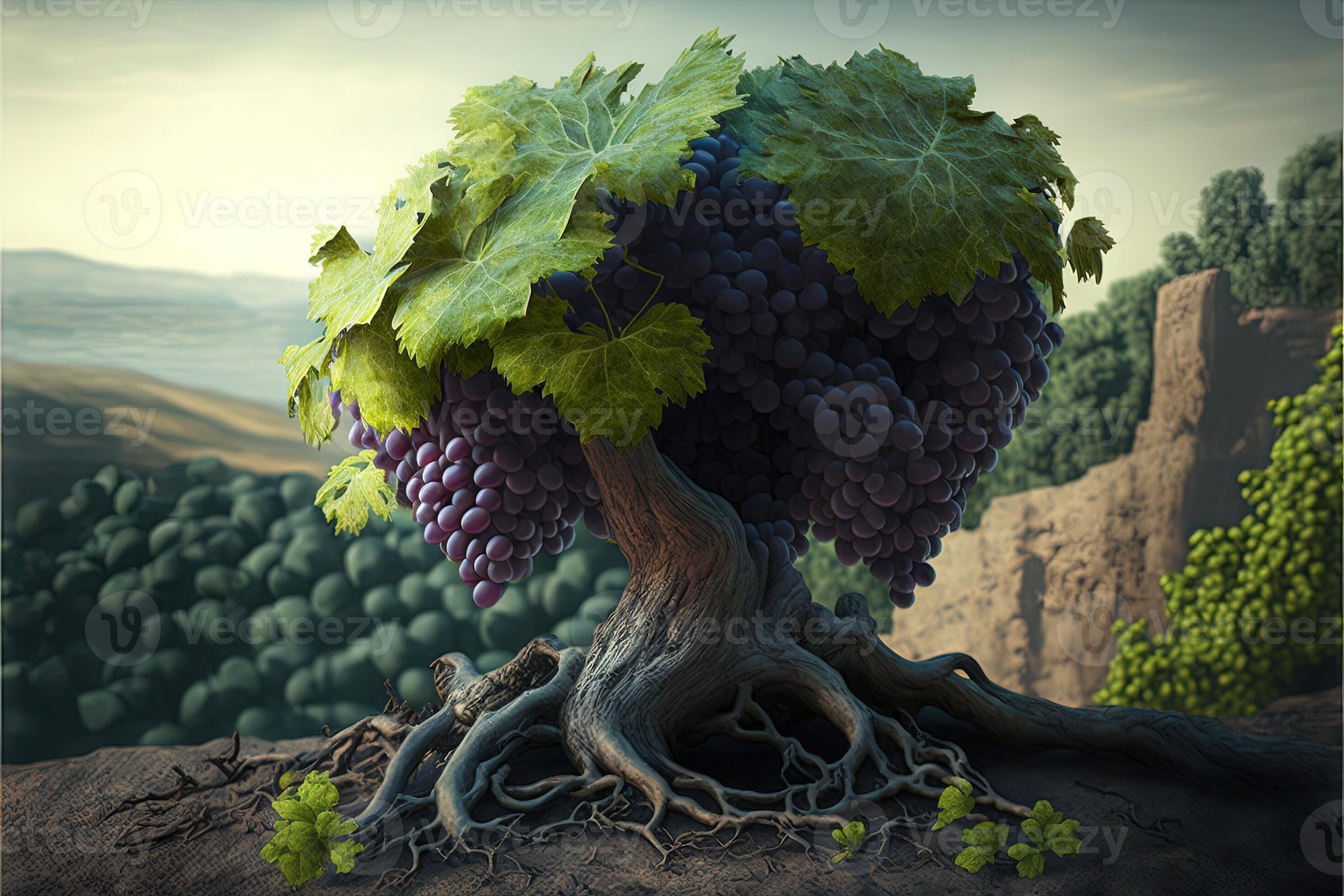 enormous giants grapes in vineyard, people using ladders to harvest llustration 23940544 Stock