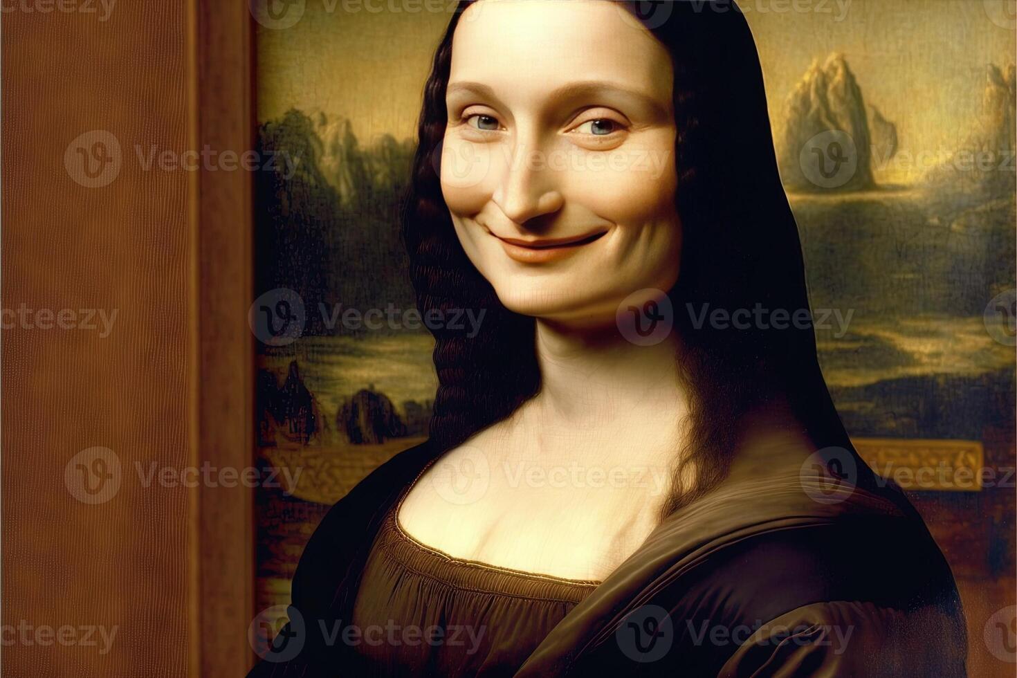 smiling mona lisa portrait illustration photo