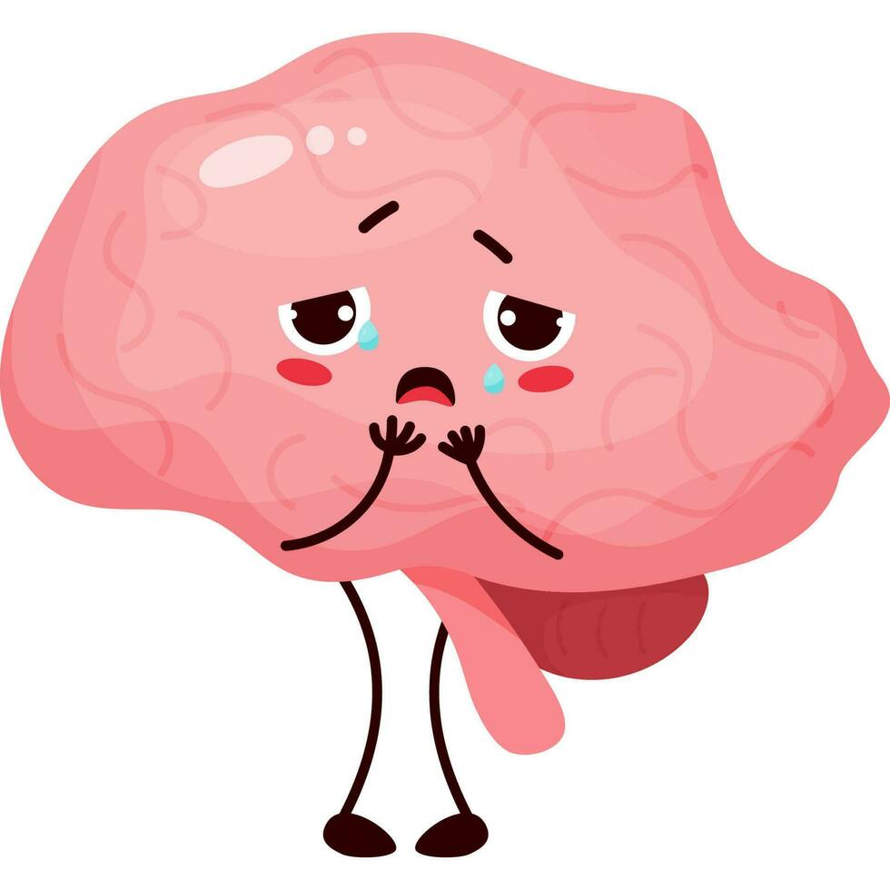 cartoon character brain crying vector