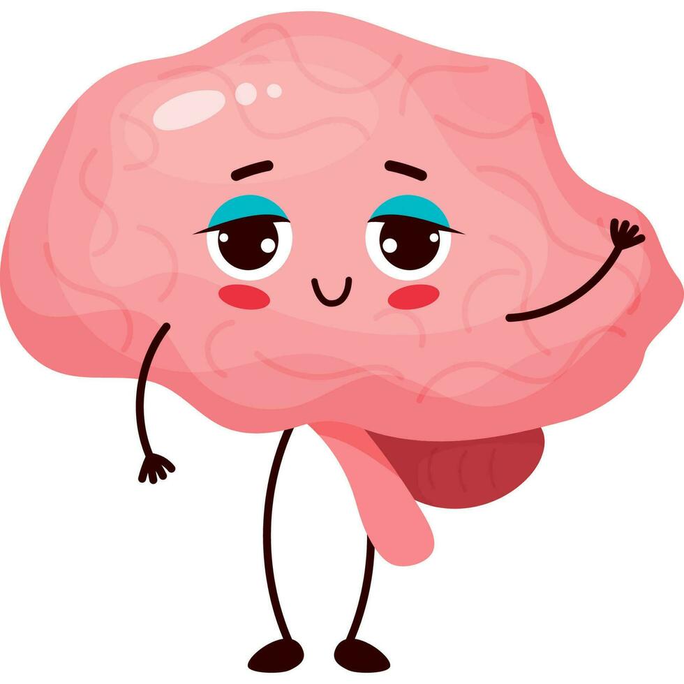 happy cartoon character brain vector