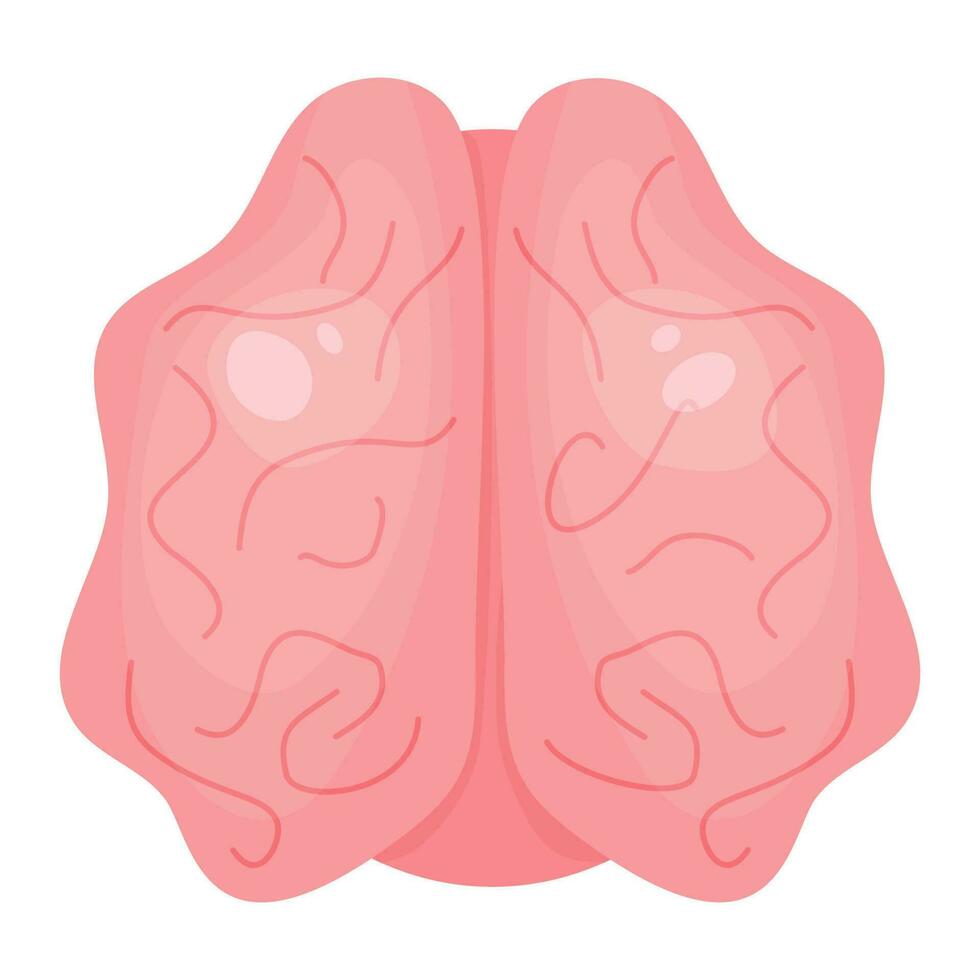 Cartoon brain. Human organ central nervous system. Vector illustration in flat cartoon style.