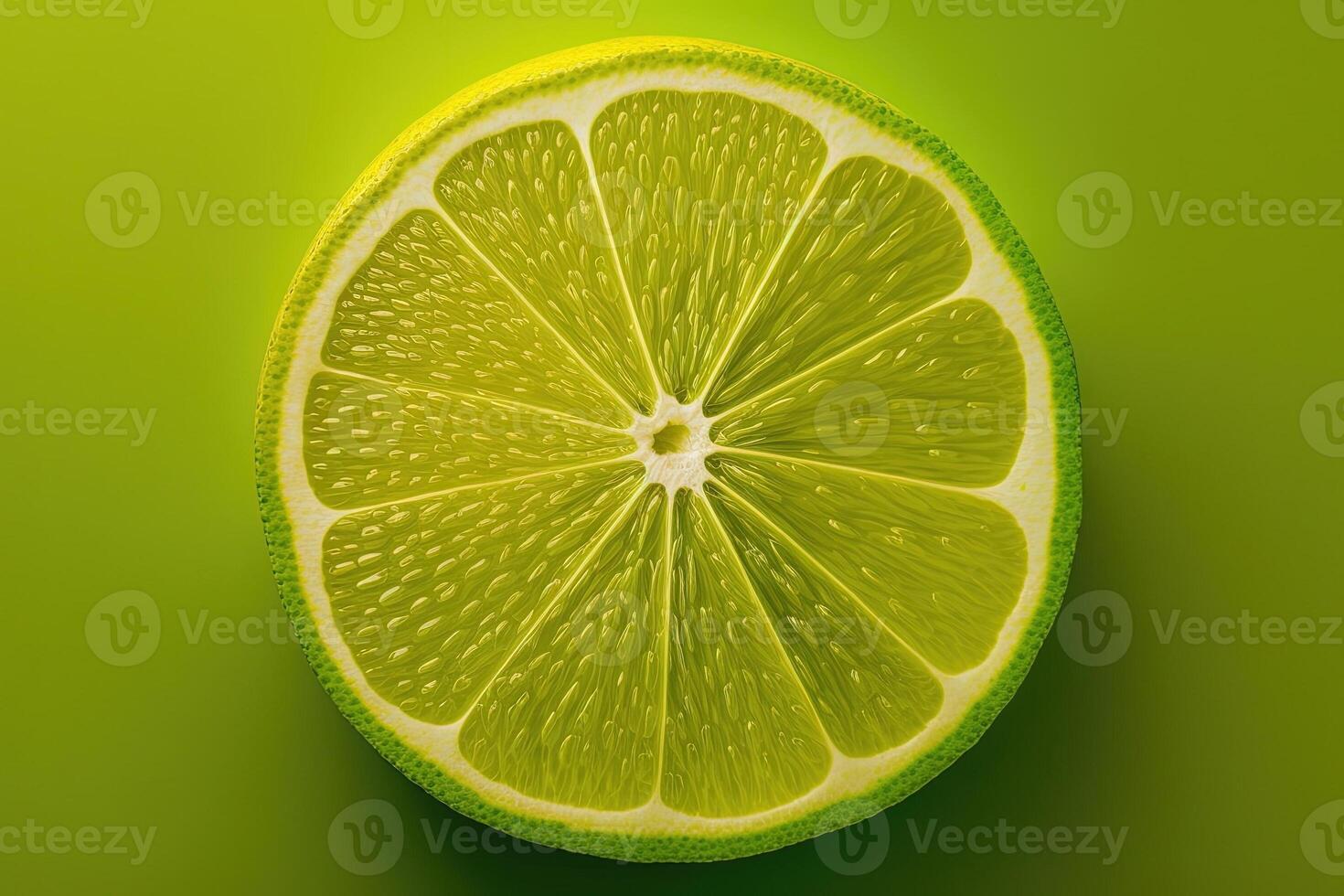 lime slices on green yellow background illustration photo