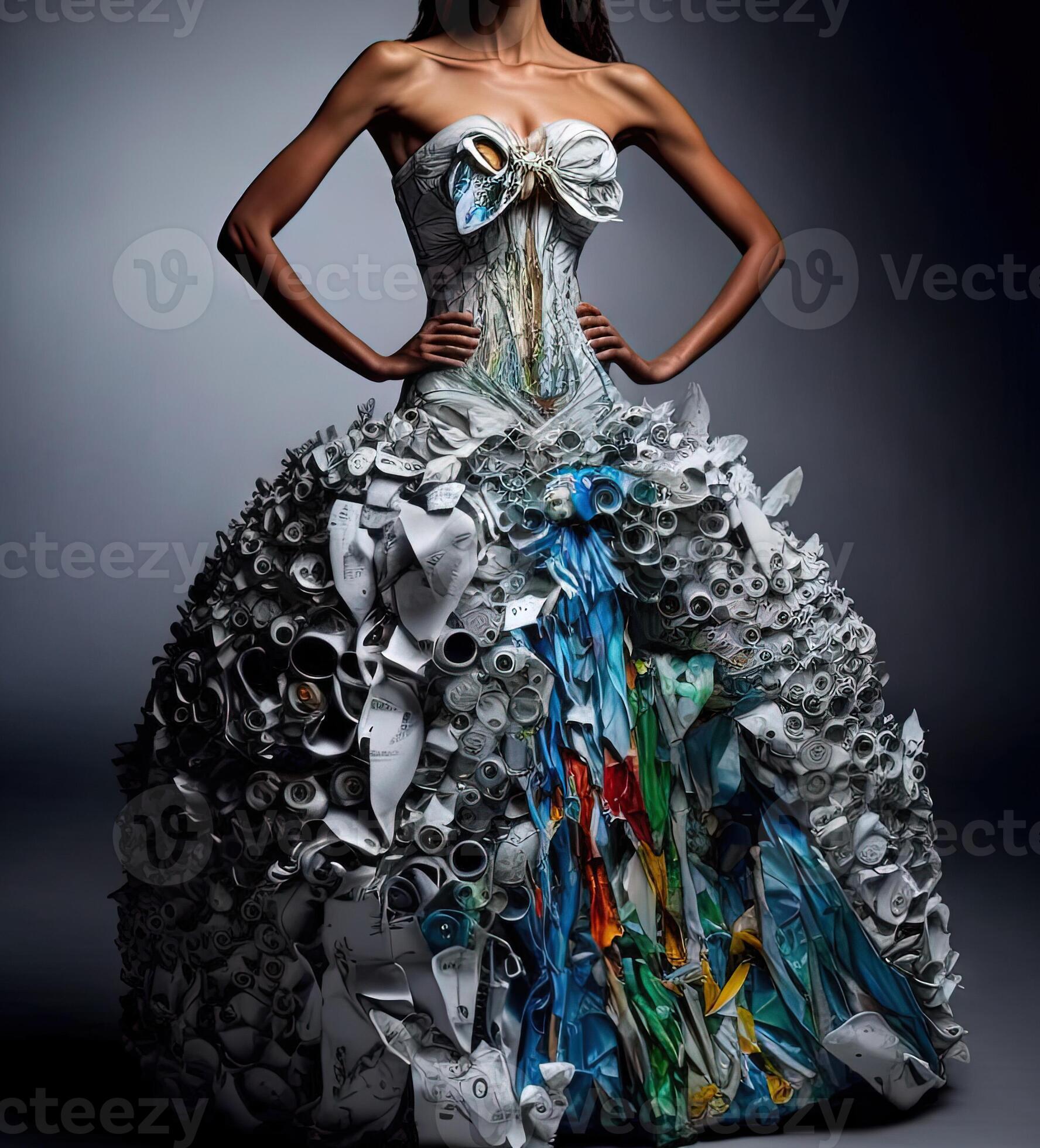 Fashion Dress Made By Recycled Garbage Plastic Illustration 23940801 fashion-dress-made-by-recycled-garbage-plastic-illustration-23940801