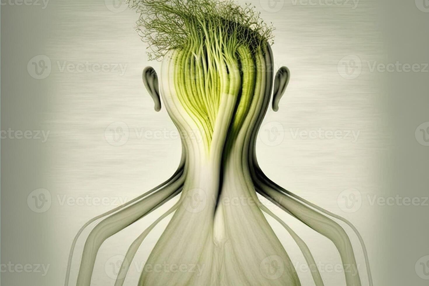 Fennel Human shape vegetable Creative diet food healthy eating concept photo of human made of fresh fruits and vegetables illustration