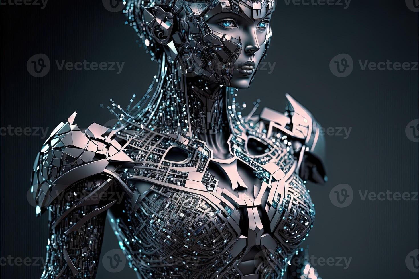 diamond made female robot of the future illustration photo