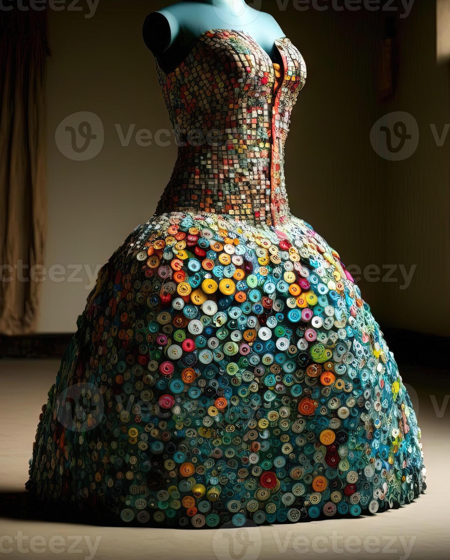 Fashion dress made by recycled garbage plastic illustration generative ai  23940829 Stock Photo at Vecteezy