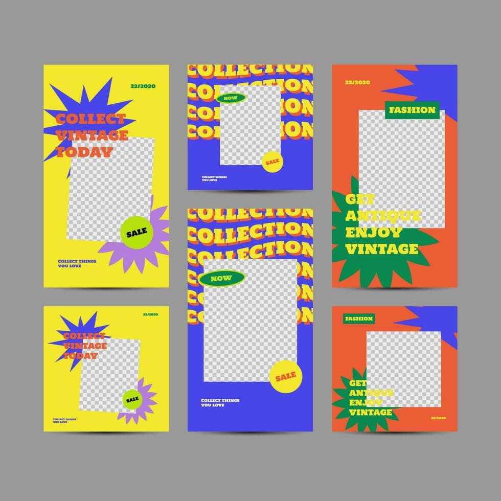 Set of Retro Social Media Templates for digital business marketing banner vector