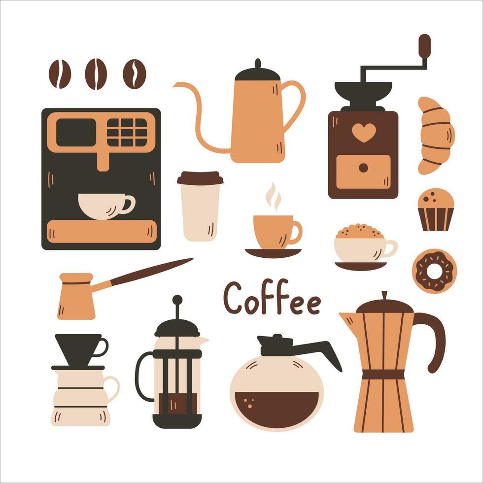 conjunto de vectores de café