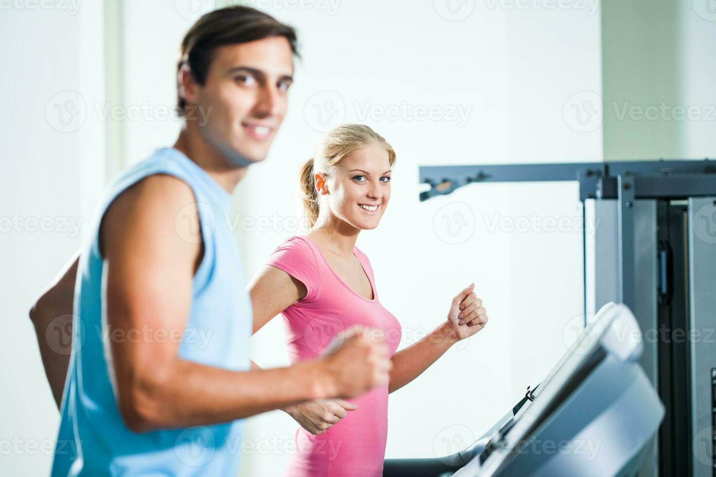 A couple doing physical exercises photo