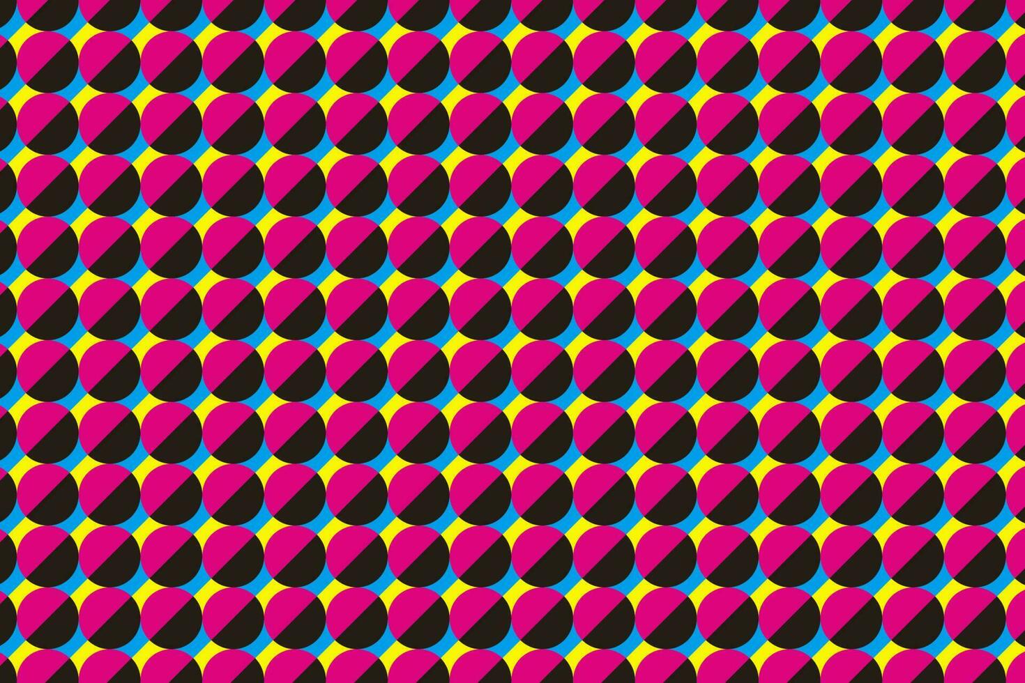 negro, rosa, azul, y amarillo semicírculo y diagonal estrella mosaico modelo. vector ilustración.