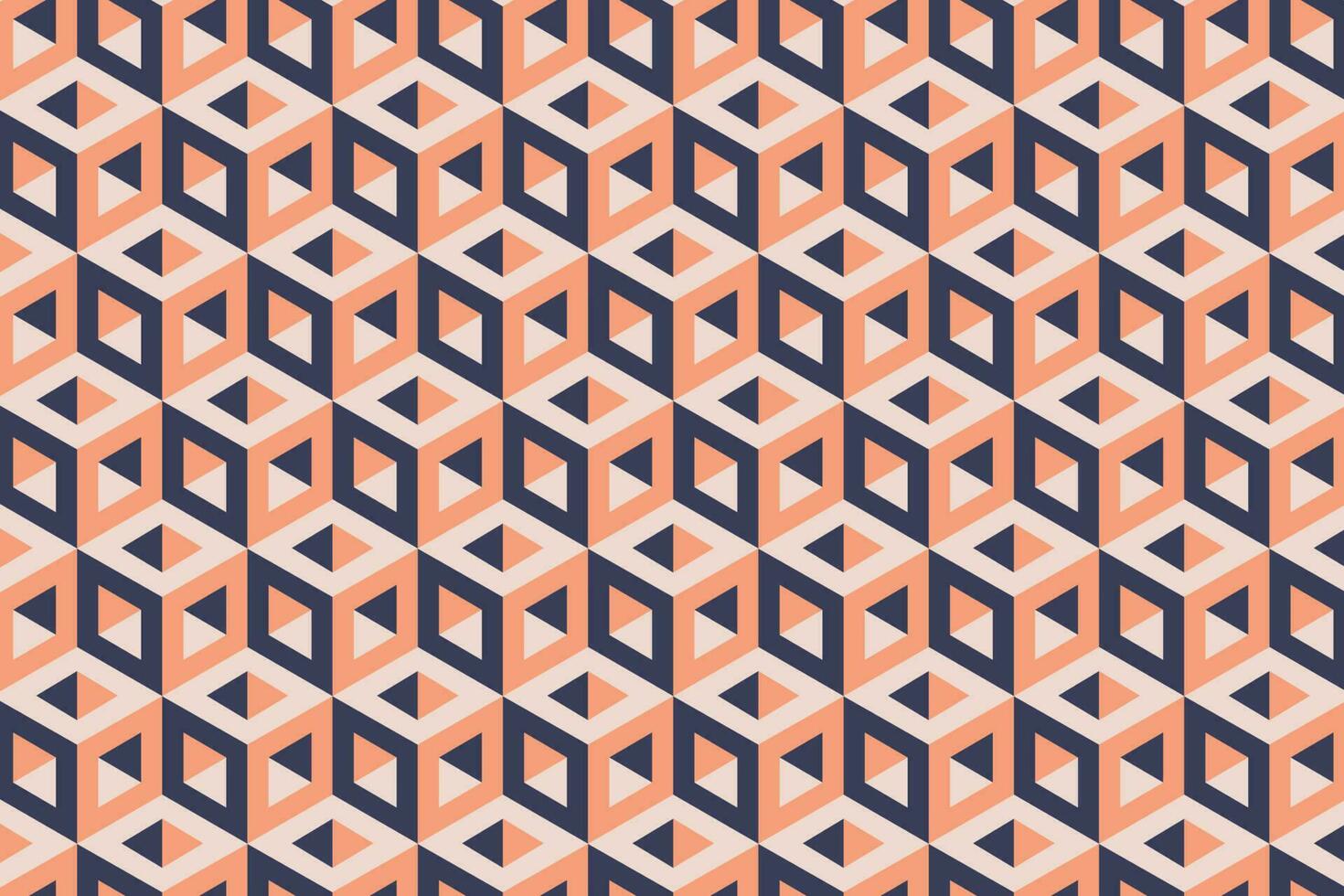 3d optical illusion hexagon cubic block pattern. Isometric hexagonal cube blocks vector background.