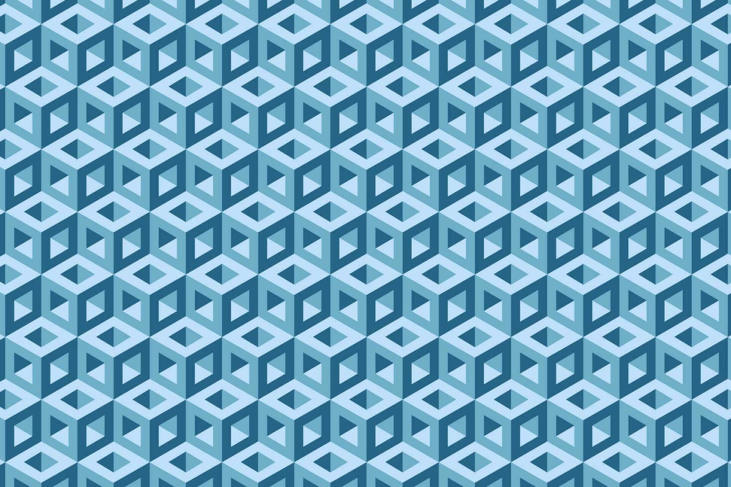 3d azul óptico espejismo hexagonal cúbico bloquear sin costura modelo. vector antecedentes.