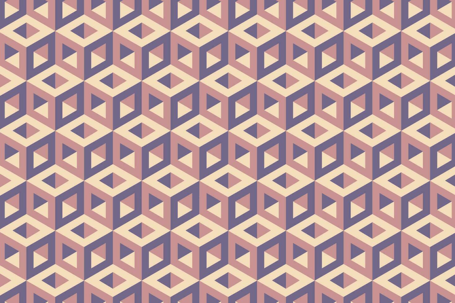 3D hexagon cubic block pattern with optical illusion effect vector