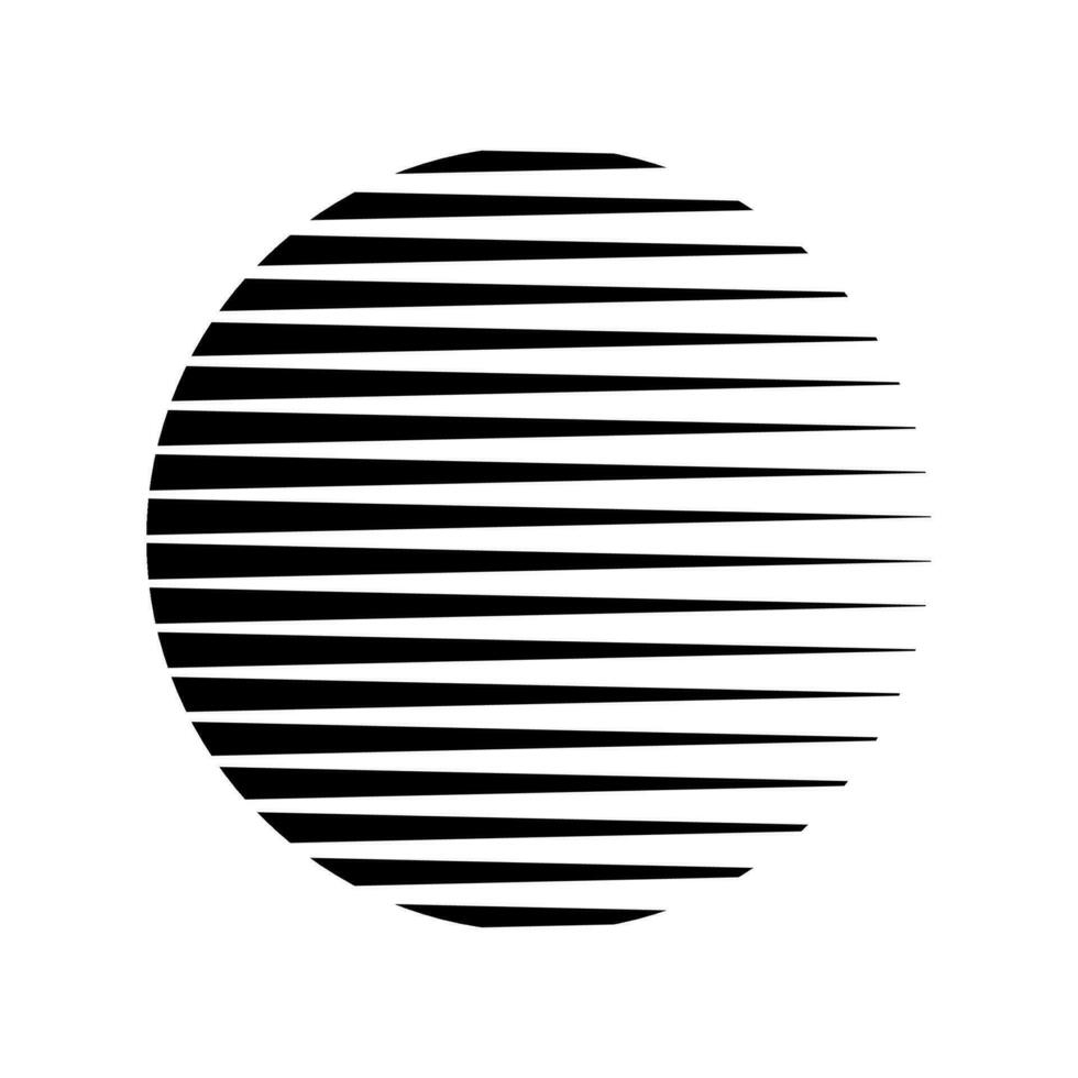 Black and white triangular stripe circle logo vector illustration. Abstract round striped line logo icon.