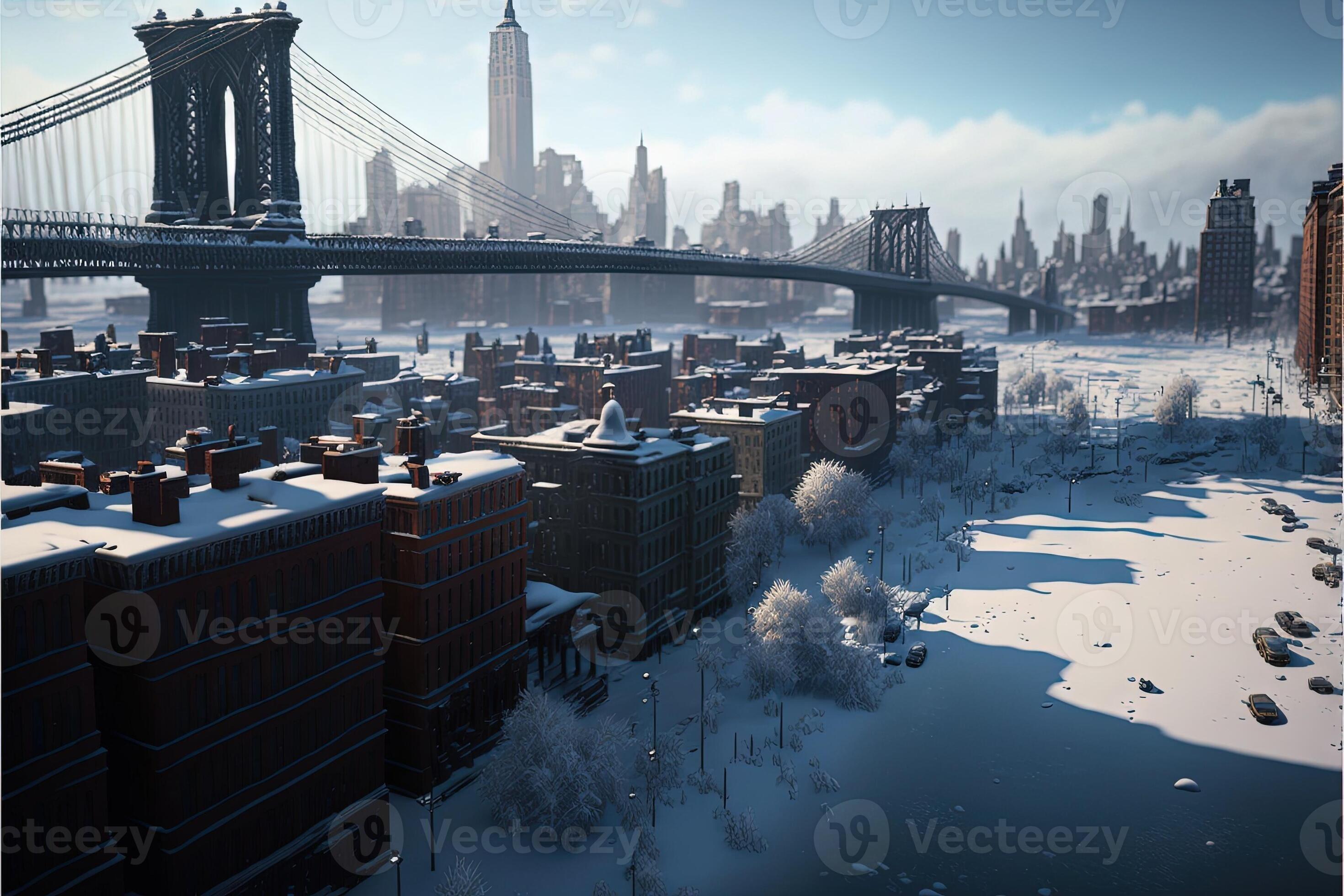 Christmas blizzard in New York. Snowfall in The City of New York. City