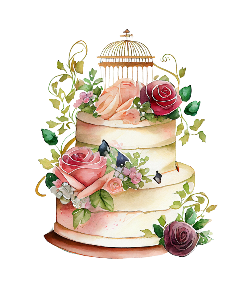 Set of watercolor wedding elements. The bride ,shoes, cake, bouquet, plate and appliances, camera, champagne glasses, flower arch png