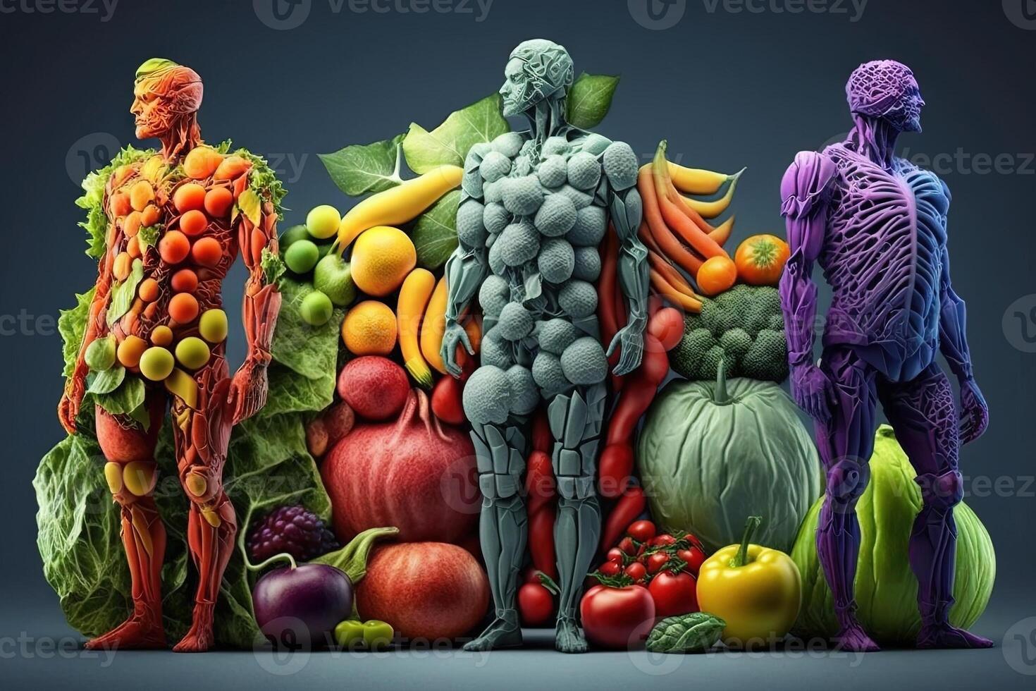 Human shape vegetable Creative diet food healthy eating concept photo