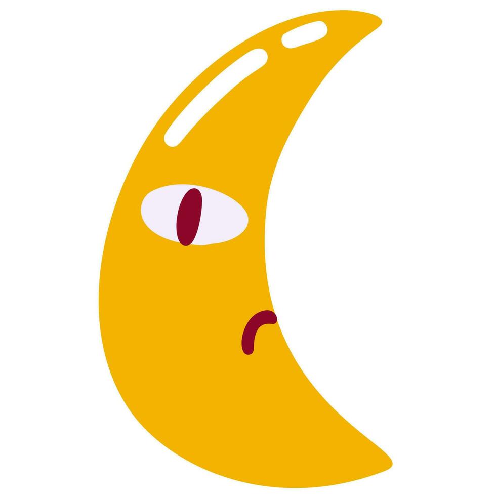 Sad month, yellow moon vector