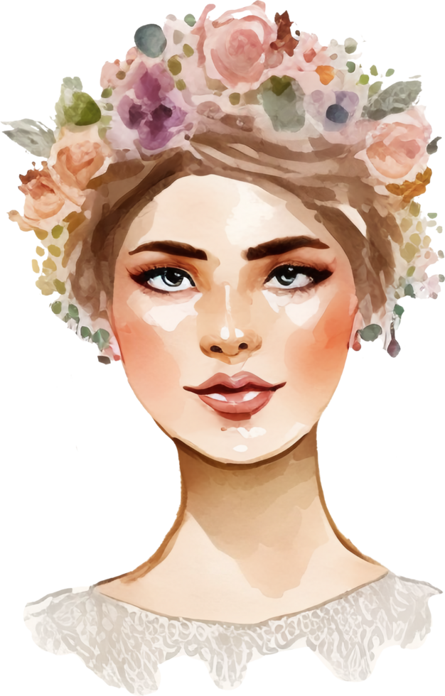 aquarelle magnifique femmes fleurs ai génératif png