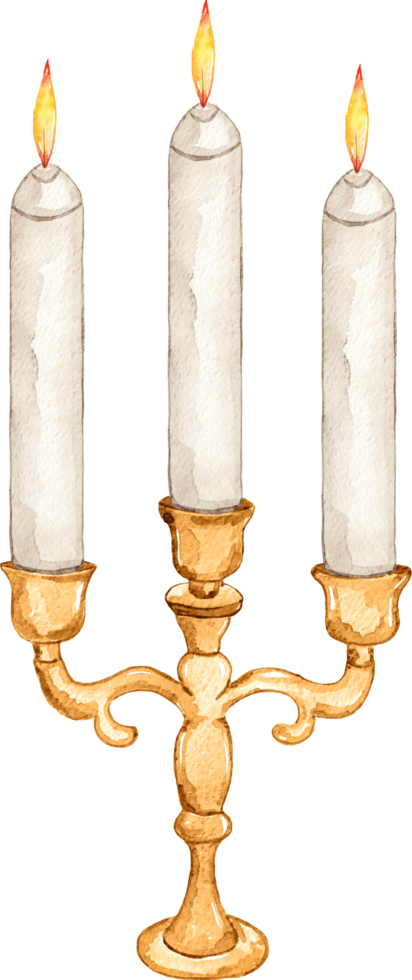 Watercolor Candlesticks Clipart candles and books composition png