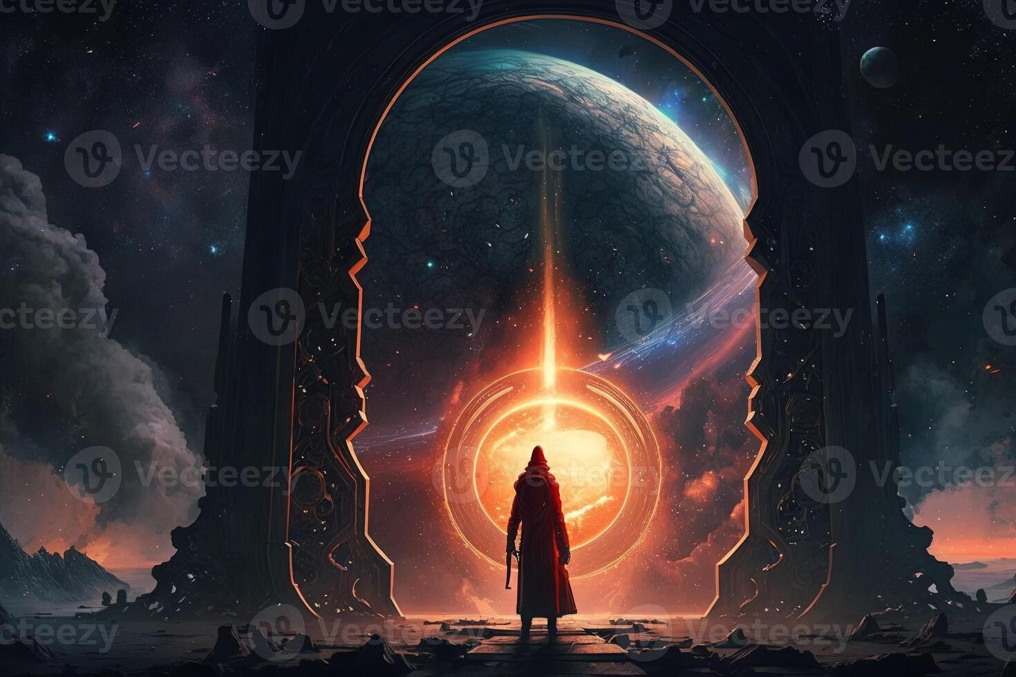 gods deciding the future of the galaxy illustration photo