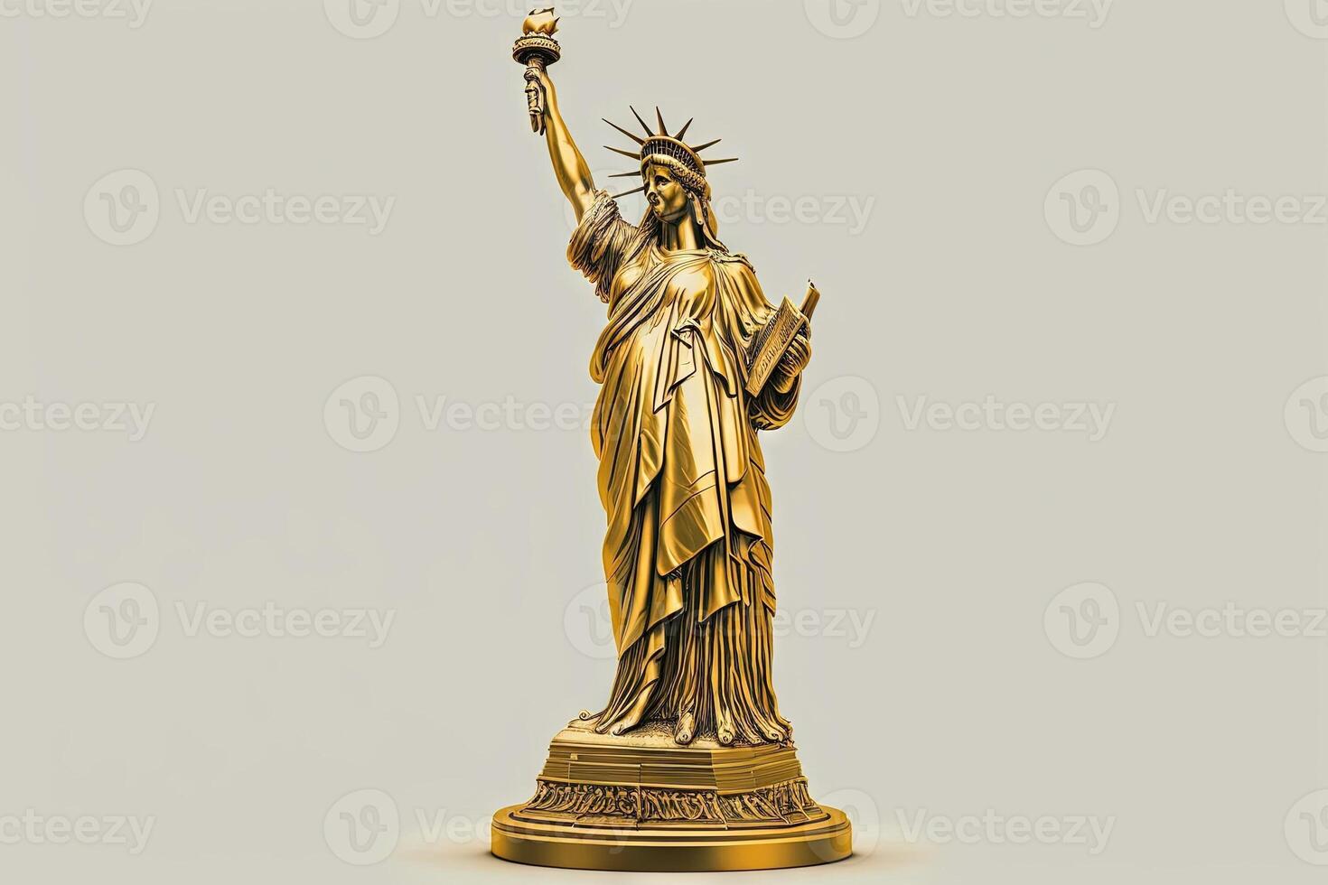 liberty statue new york city made of made of gold illustration photo