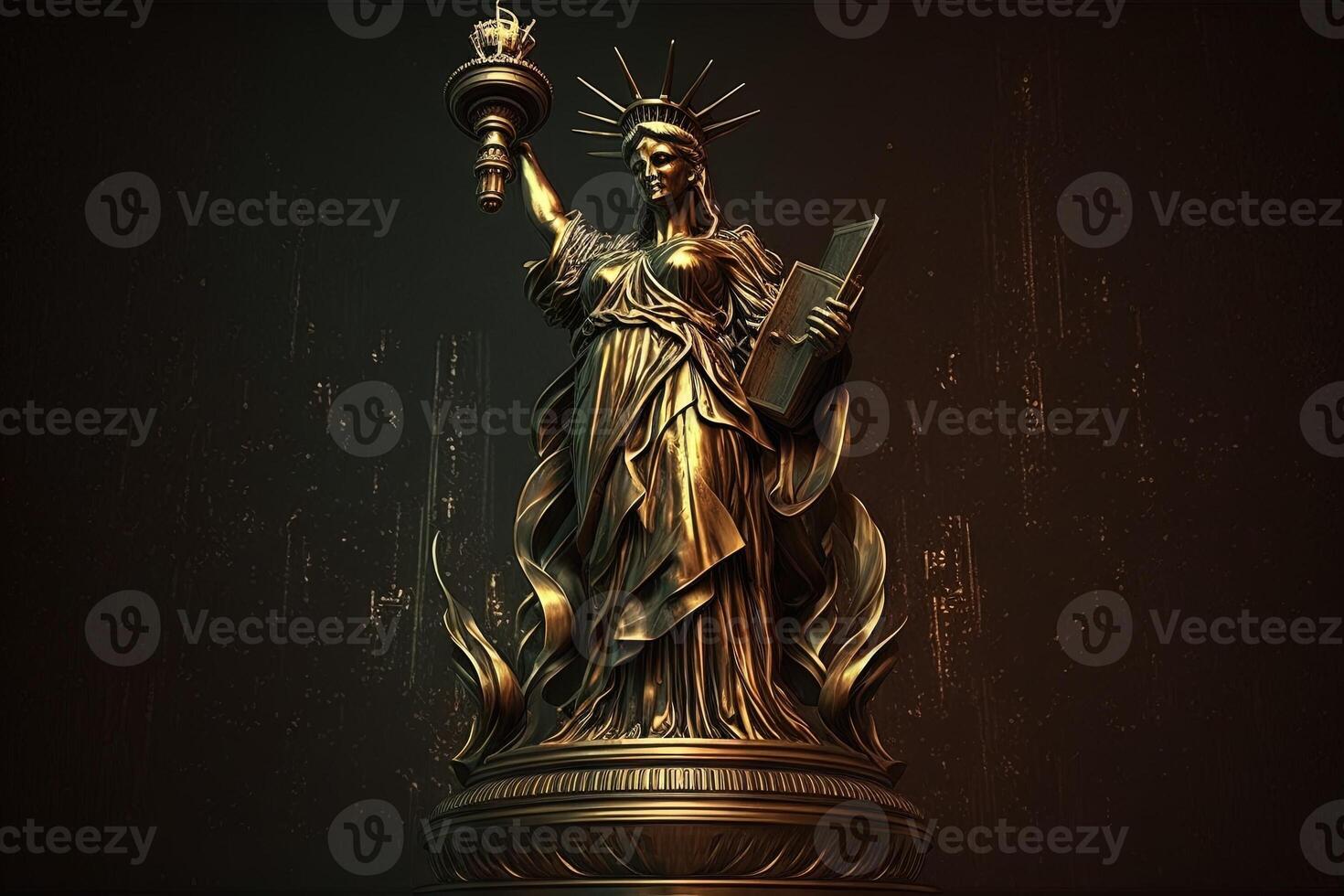 liberty statue new york city made of made of gold illustration photo