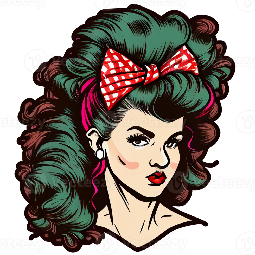 Vintage 80's Pop girl sticker, png