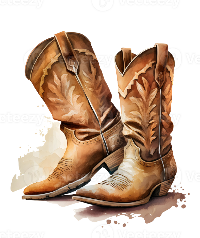 western cowboy boots watercolor, AI Generative 23943789 PNG