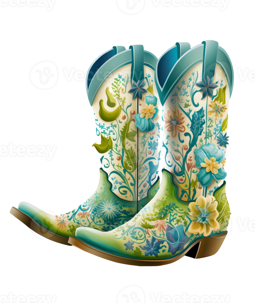 western cowboy boots watercolor, png