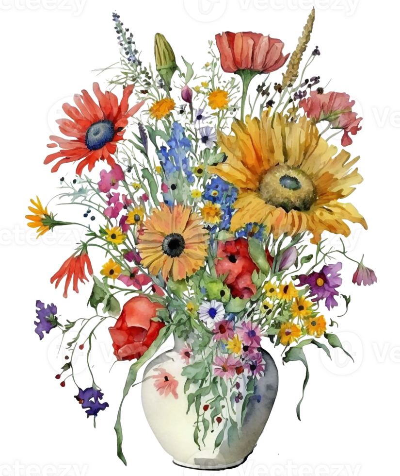 watercolor spring flowers, png