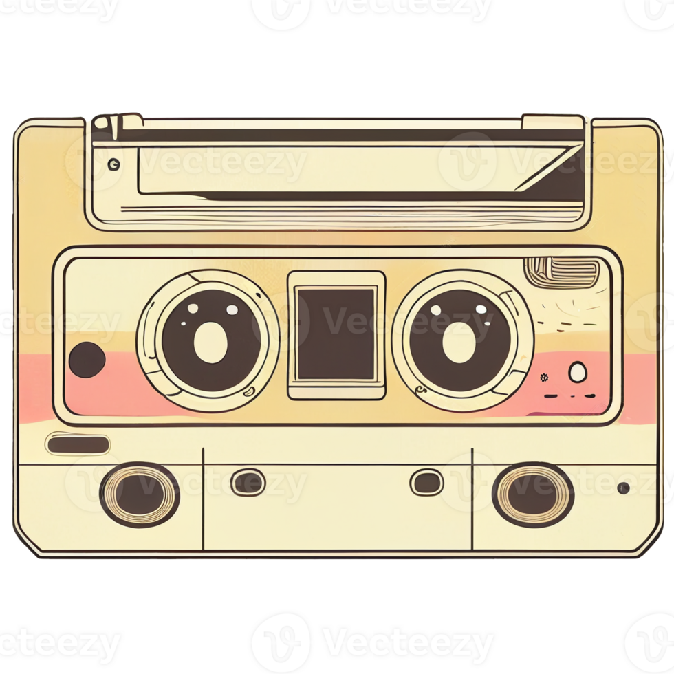 Kawaii cassette tape, vintage 80s nostalgic graphic element, png